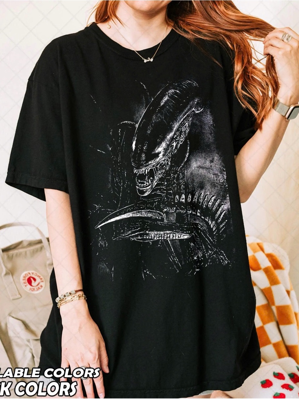 Black Graphic Alien Print Men’s T-Shirt